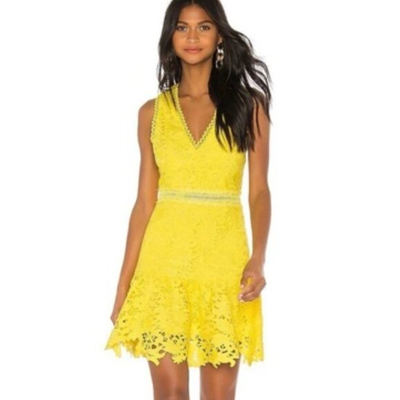 NWT Alice + Olivia Sz 6 YELLOW Lace Dress
